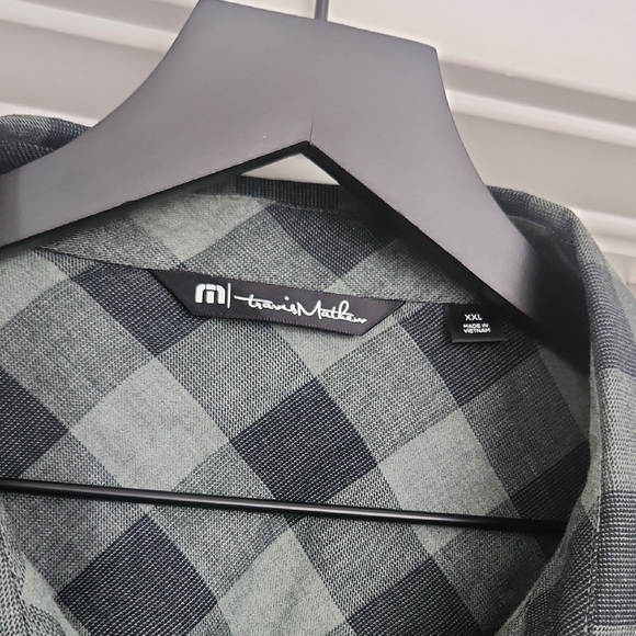 Travis Mathew Black and Green Checkered Shirt - Picture 2 of 4